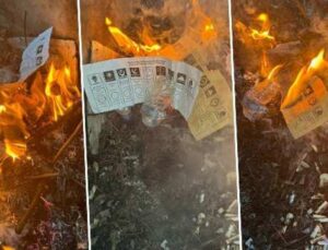 Skandal görüntüler: AK Parti’ye mühür basılmış pusulalar yakıldı